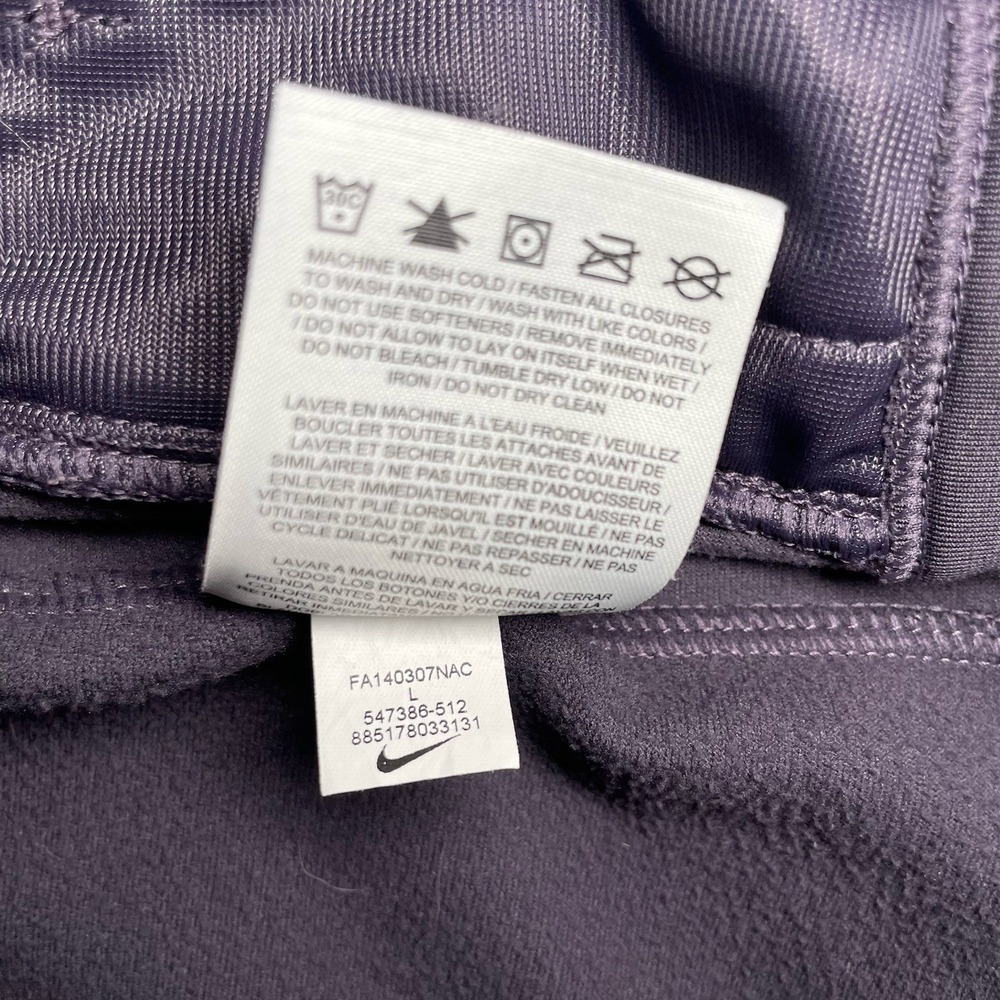 Nike Running Dri-FIT Full Zip Jacket Womens Large Grey Purple Thumbholes Fleece - Picture 10 of 10
